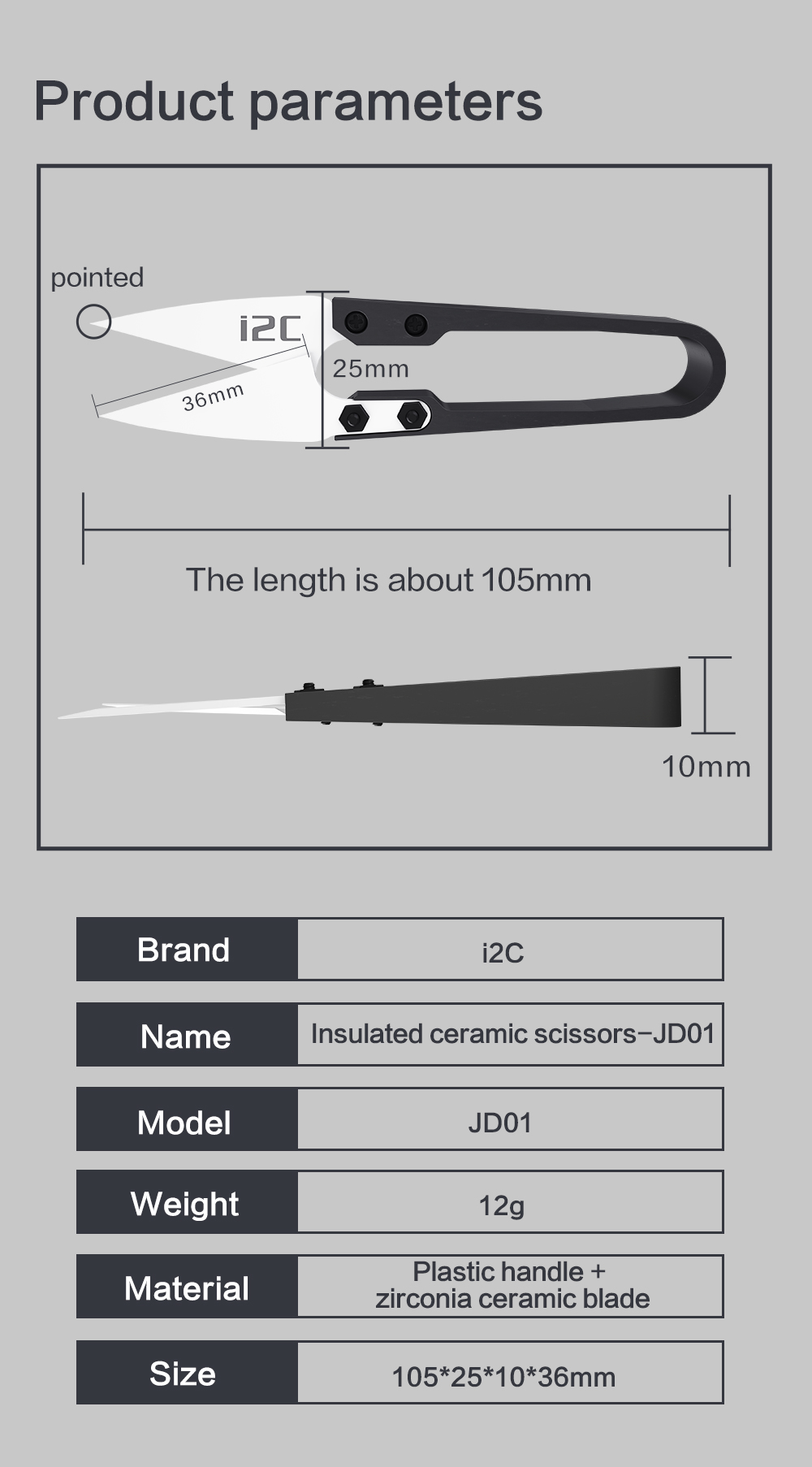 i2C Insulated ceramic scissors 【The insulation is non-conductive , safe from burning】【Transplant chi(图2)