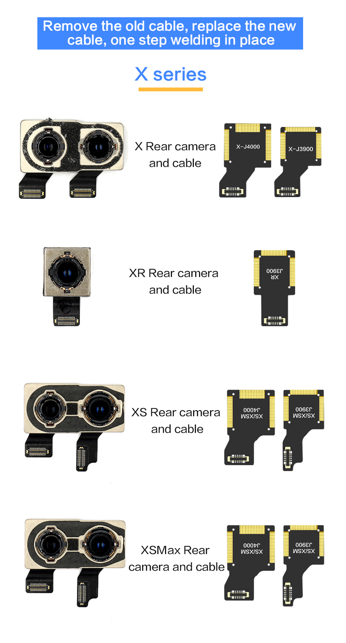 X-12PM rear camera row original appearance, gold plating process, through hole design direct welding(图2)