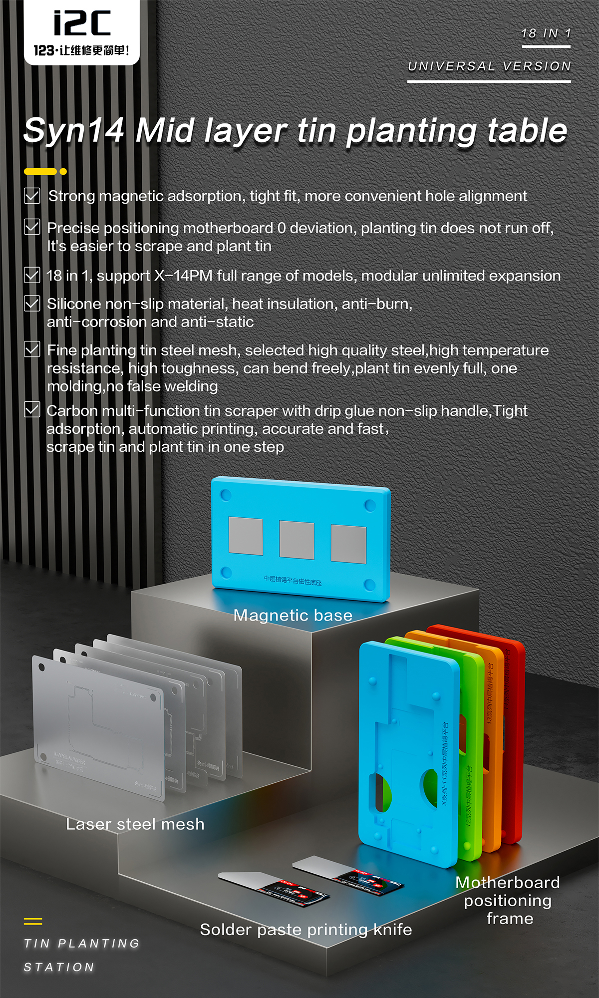 Syn14 Mid layer tin planting table, 18in1 Universal version support, X-14PM full range of models(图1)