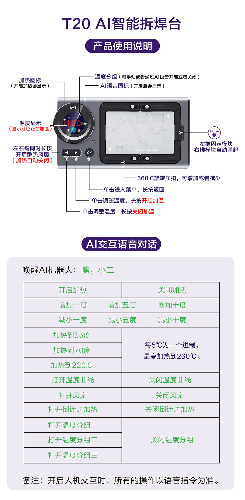 i2C T20 AI拆焊台 首创AI智能人机交互系统 自动识别语音对话(图3)